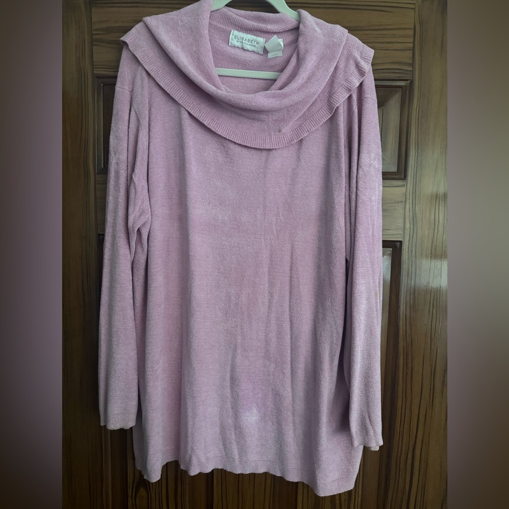 EUC Liz Claiborne Soft Pink Cowl Neck Sweater Size 3 (22W)